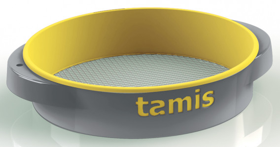 Tamis ABS poignées confort jaune gros ø 48 H. 10,5 cm maille 8